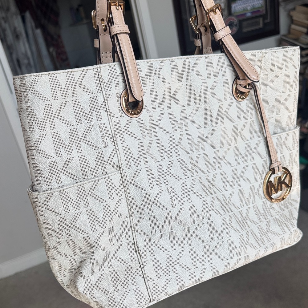 Michael Kors Cream and Tan Signature Tote
